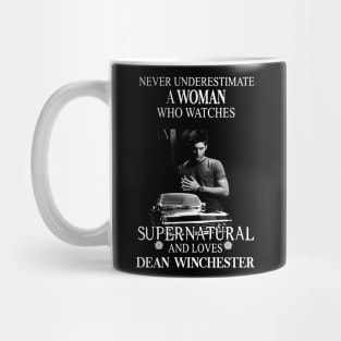 Never Underestimate A Woman Who Watches Supernatural Mug